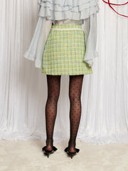 Hummingbird Tweed Mini Skirt Lime Green / Z