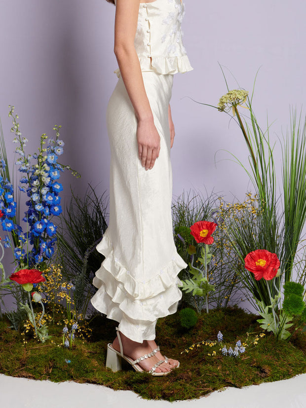 Forget Me Not Asymmetric Skirt Satin Ivory / Z