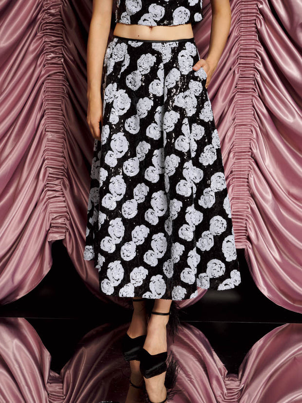 <b>DREAM</b> Roxie Rose Sequin Midi Skirt Onyx Black / Z