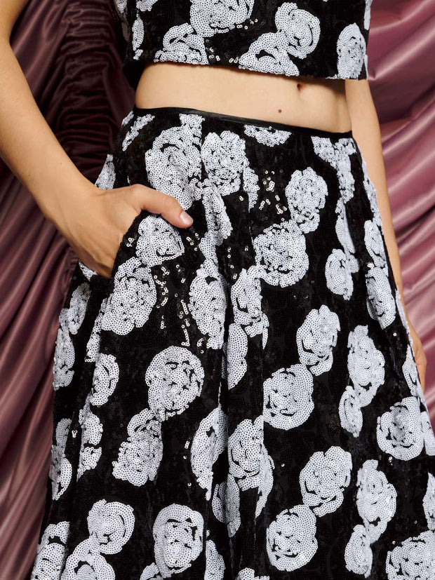 <b>DREAM</b> Roxie Rose Sequin Midi Skirt Onyx Black / Z