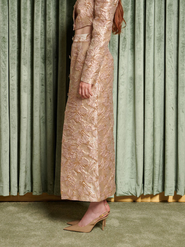 Elsewhere Jacquard Midi Skirt Beige Pink / Z