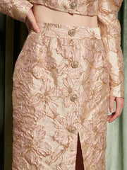Elsewhere Jacquard Midi Skirt Beige Pink / Z