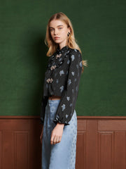 Onyx Floral Top Coal Black / Z