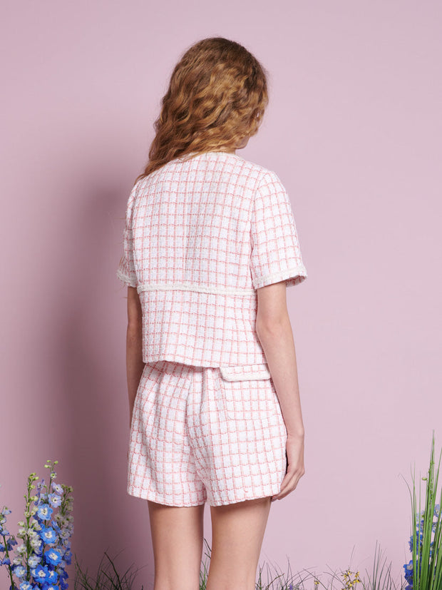 Wildflower Tweed Tie Top White Check / Z