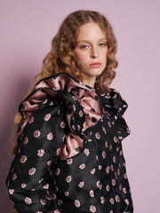 Rose Bells Jacquard Top Black & Pink / Z