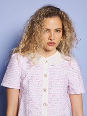 Glisten Tweed Top Baby Pink / Z