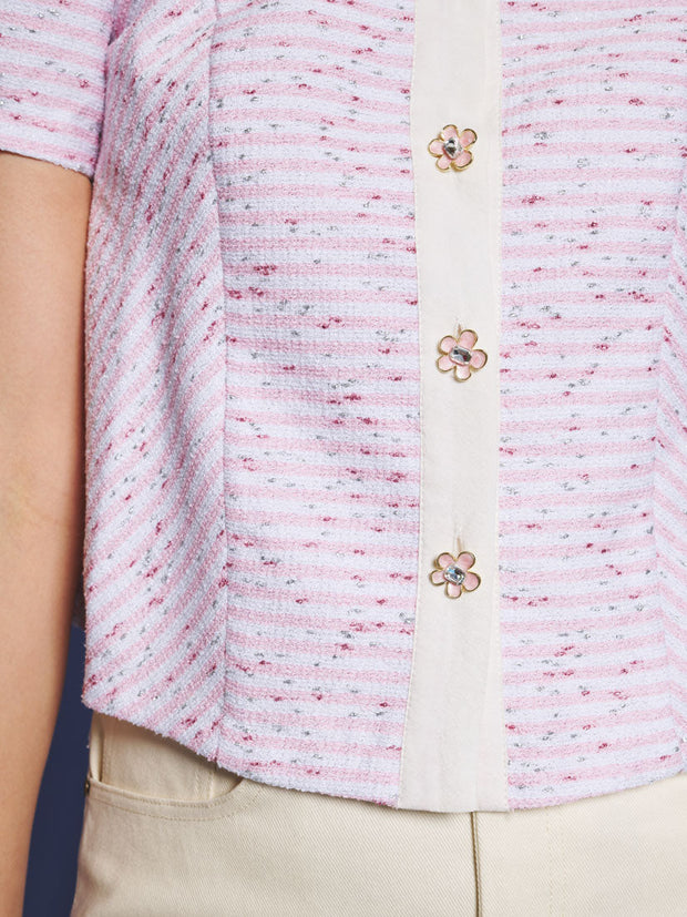 Glisten Tweed Top Baby Pink / Z