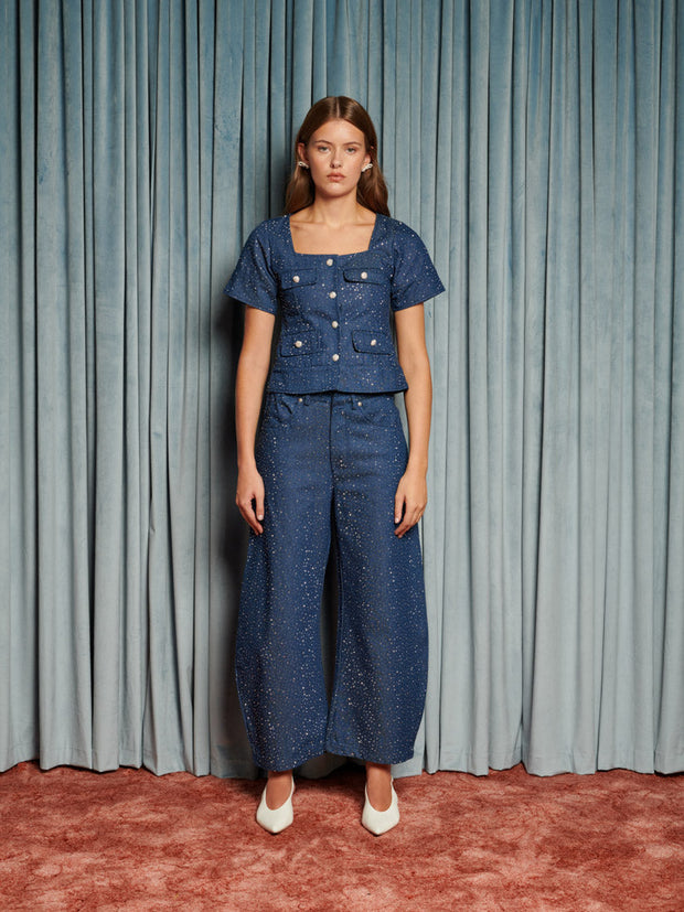 Daze Embellished Denim Top