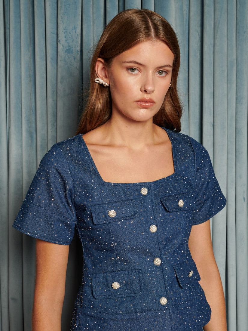 Daze Embellished Denim Top – Sister Jane (EU)
