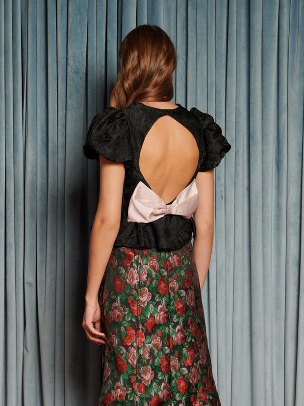 Screenplay Jacquard Bow Top Coal Black / Z