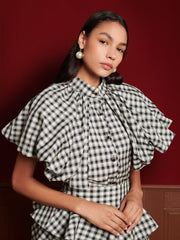 Thelma Check Blouse Black And White Check / Z