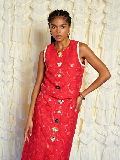 <b>DREAM</b> Maria Jacquard Vest Top Ruby Red / Z