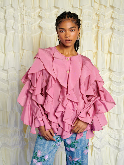 <b>DREAM</b> Rosa Ruffle Blouse Raspberry Pink / Z