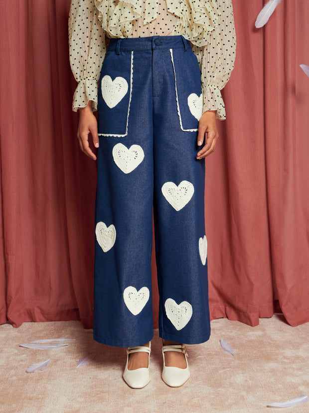 Heart to Heart Trousers Blue Denim / Z