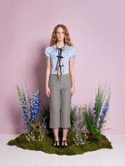 Petal Houndstooth Capri Trousers