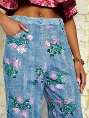 Azul Embellished Trousers Wached Blue / Z