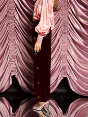 <b>DREAM</b> Satine Velvet Trousers Burgundy Red / Z