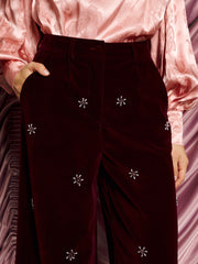 <b>DREAM</b> Satine Velvet Trousers Burgundy Red / Z