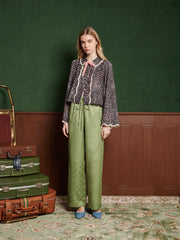 Lucas Jacquard Trousers Olive Green / Z