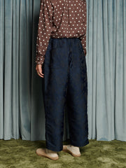 Dinah Jacquard Barrel Trousers Dark Blue / Z