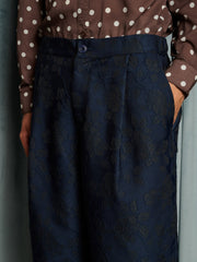 Dinah Jacquard Barrel Trousers Dark Blue / Z