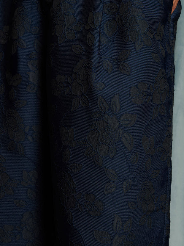 Dinah Jacquard Barrel Trousers Dark Blue / Z
