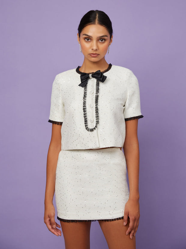 Odette Sequin Tweed Skirt